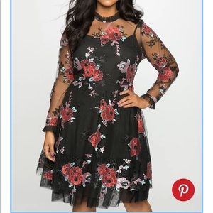 Eloquii Embroidered Tulle Dress - 16